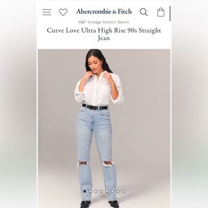 NWT Abercrombie Curve Love Ultra High Rise 90s Straight Jean